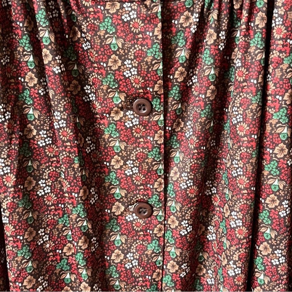 Vintage dress fall dress Floral Button-Down Dress